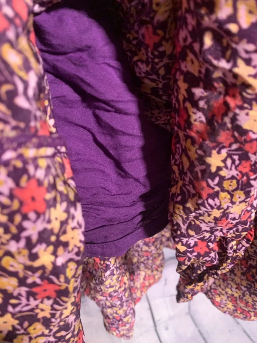 Sundance Womens Catalog Mulberry Crepe V-Neck Floral Midi Dress Ruffle Tiered XL